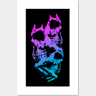 Skulls Abstract - Blue and Purple Posters and Art